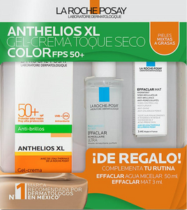 Kit Anthelios Toque Seco Color + Agua Micelar 50ml + Effaclar Mat 3ml