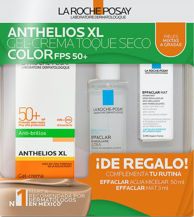 Kit Anthelios Toque Seco Color + Agua Micelar 50ml + Effaclar Mat 3ml